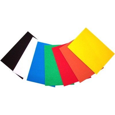Regenbogenset aus Hartfilz bestehend aus 7 Farben. Je 1 Matte in: gelb orange rot grün blau weiss & schwarz